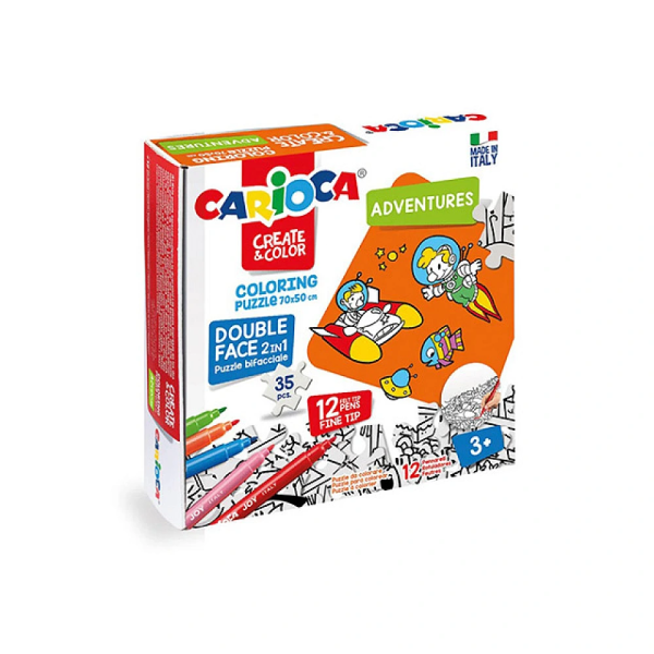 Набор Carioca Create&Color Adventures пазлы двусторонние 35 шт, фломастеры 12 шт Набор Carioca Create&Color Adventures пазлы двусторонние 35 шт, фломастеры 12 шт