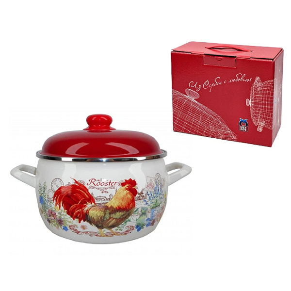 Cratita emailata Сocosul de aur 16 cm, 2.2 l, capac din metal Cratita emailata Сocosul de aur 16 cm, 2.2 l, capac din metal