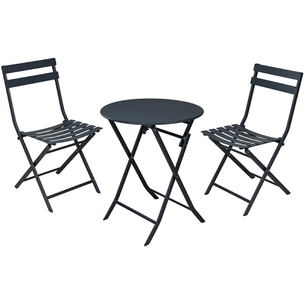 Set mobilier 3 unitati: masa D60, H71 cm si 2 scaune 50X42XH81 cm, gri Set mobilier 3 unitati: masa D60, H71 cm si 2 scaune 50X42XH81 cm, gri