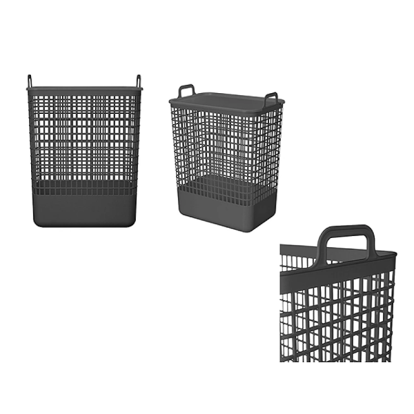 Cos pentru rufe cu capac Econova Kobo 35 l, 38X26.2X50 cm, gri Cos pentru rufe cu capac Econova Kobo 35 l, 38X26.2X50 cm, gri
