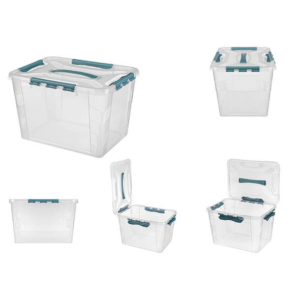 Контейнер с крышкой Grand box 20 л, 39X29X24.5 см, замки, голубой Контейнер с крышкой Grand box 20 л, 39X29X24.5 см, замки, голубой