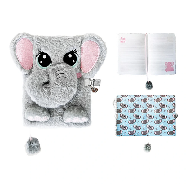 Jurnal cu lacat, A5, 96 foi, 3D Elefant, coperta plus Jurnal cu lacat, A5, 96 foi, 3D Elefant, coperta plus