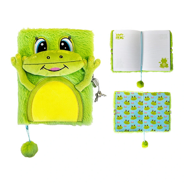 Дневник с замком A5, 96 листов 3D My Little Friend Happy Frog, плюшевая обложка Дневник с замком A5, 96 листов 3D My Little Friend Happy Frog, плюшевая обложка
