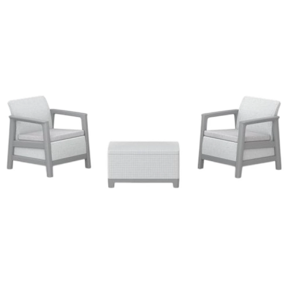 Комплект садовой мебели Scandi 5 ед: стол 52X75X40 см, 2 кресла 70X73X77 см, 2 подушки Комплект садовой мебели Scandi 5 ед: стол 52X75X40 см, 2 кресла 70X73X77 см, 2 подушки
