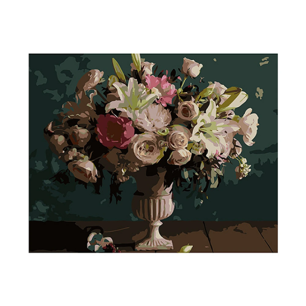 Pictura dupa numere 40X50 cm fundal alb Flori "Buchet luxos"