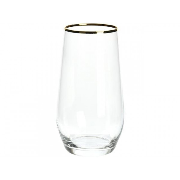 Pahar pentru bauturi Golden Rim 390ml, 14cm, sticla Pahar pentru bauturi Golden Rim 390ml, 14cm, sticla