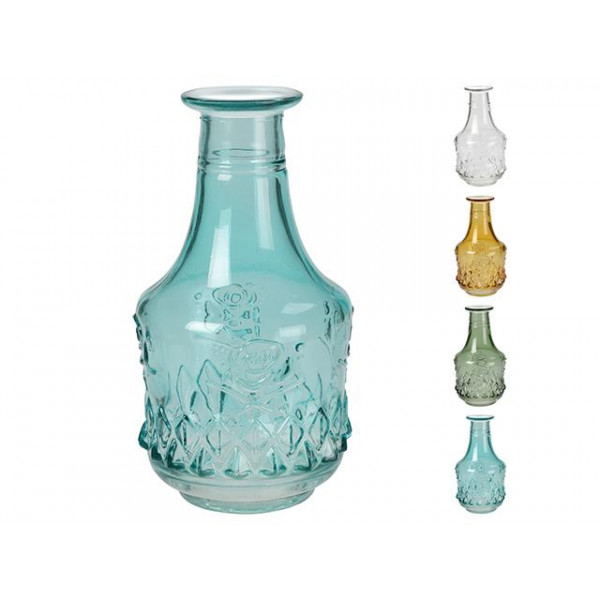 Vaza din sticla "Relief" H17cm, D8cm, 4 culori
