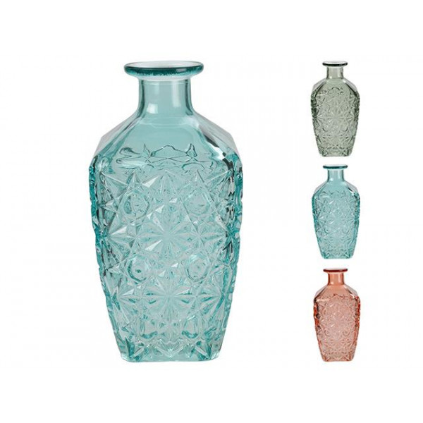 Vaza din sticla "Relief" H19cm, D8cm, 3 culori