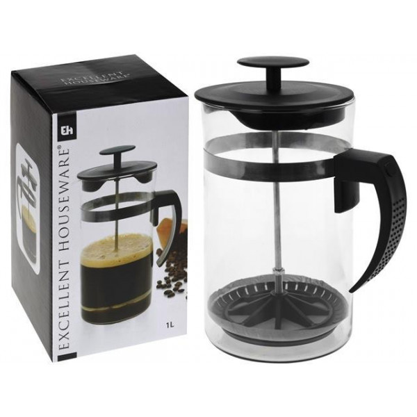 Чайник заварочный French Press EH 1l, 9X19cm, стекло/нерж