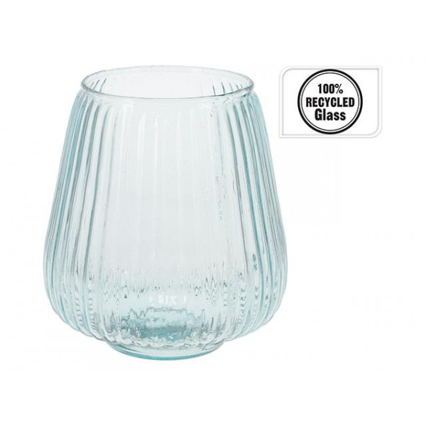 Vaza din sticla "Stripes" H19cm, D16cm, transparenta