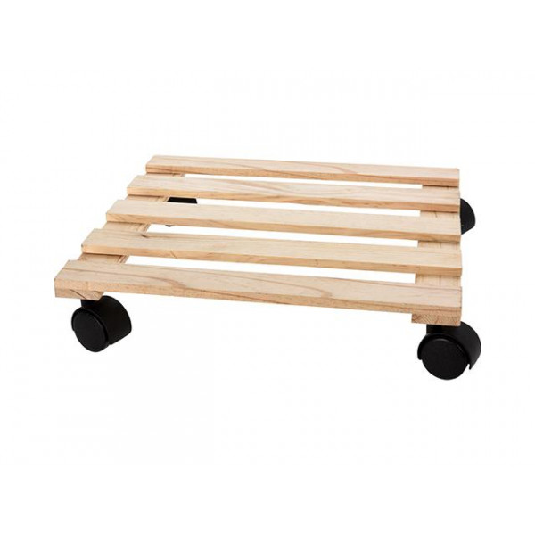 Suport pentru ghiveciuri cu flori 35X35cm, pe roti, lemn, natural Suport pentru ghiveciuri cu flori 35X35cm, pe roti, lemn, natural