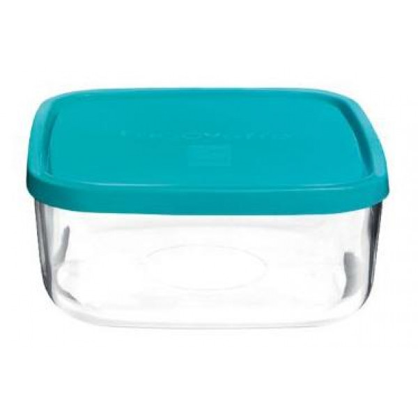 Recipient cu capac Frigovere 2L, 19X19cm, sticl?, transparent/albastru Recipient cu capac Frigovere 2L, 19X19cm, sticl?, transparent/albastru