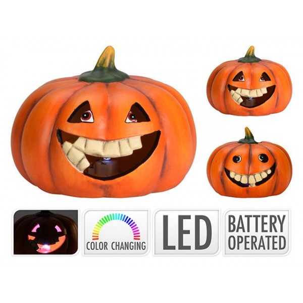 Suvenir LED Halloween Dovleac 14X14cm, ceramica