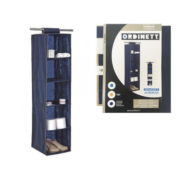 Organizator suspendabil Ordinett, 5 sectiuni, 30X30X120cm, albastru, textil Organizator suspendabil Ordinett, 5 sectiuni, 30X30X120cm, albastru, textil