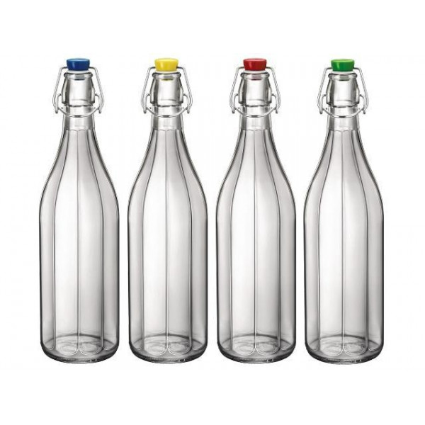 Sticla cu capac clema Giara Oxford 1l, cu capac colorat