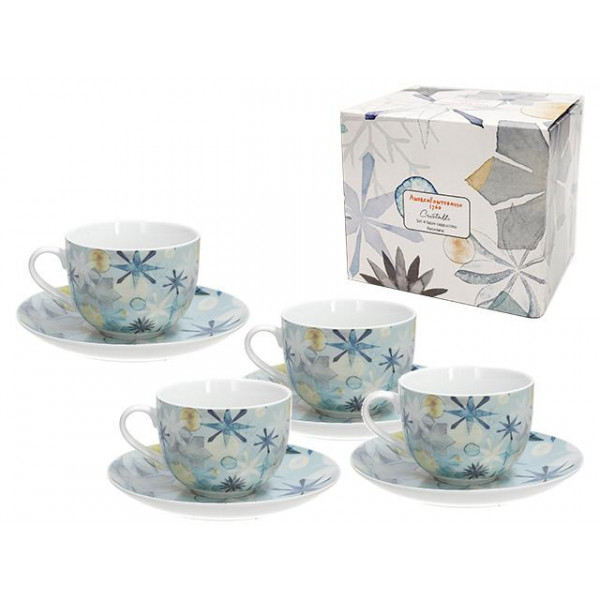 Set cani 4buc cu farfurioare AF Cristalli, portelan Set cani 4buc cu farfurioare AF Cristalli, portelan