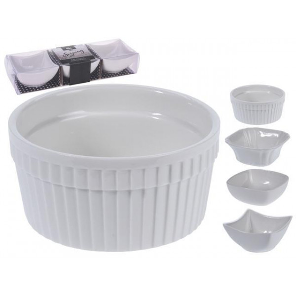 Set pentru aperitiv EH 3 buc 9X5cm, portelan, 4 designe Set pentru aperitiv EH 3 buc 9X5cm, portelan, 4 designe