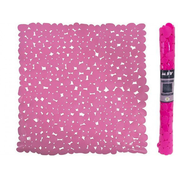 Covoraș pentru duș 53X53cm MSV "Galets" roz, PVC