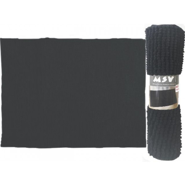 Коврик для ванной комнаты 40X60cm MSV Chenille черн, микрофибра Коврик для ванной комнаты 40X60cm MSV Chenille черн, микрофибра