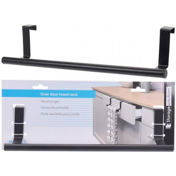 Suport pentru prosoape pe usa Storage 36.5X6X80cm, metal, negru Suport pentru prosoape pe usa Storage 36.5X6X80cm, metal, negru