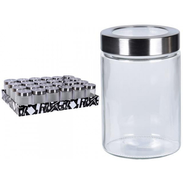Borcan din sticla EH 1.2l, 17cm, cu capac din metal/plastic Borcan din sticla EH 1.2l, 17cm, cu capac din metal/plastic