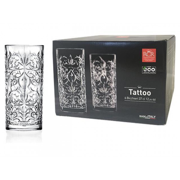 Set pahare HB Tattoo 6buc, 370ml