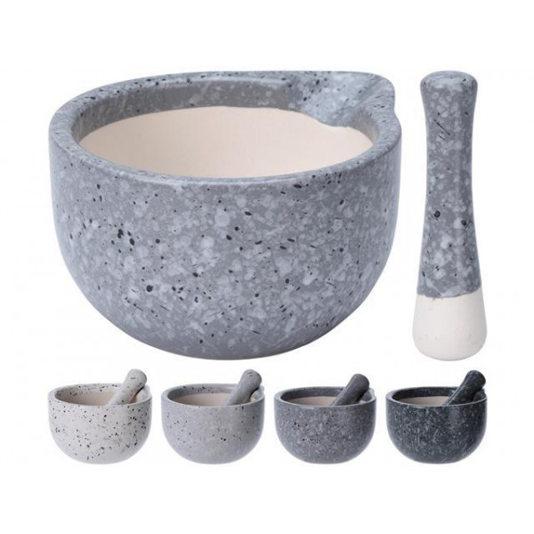 Mojar cu pistil EH 330ml 12.7X10.7X6.5cm, ceramica, gri Mojar cu pistil EH 330ml 12.7X10.7X6.5cm, ceramica, gri