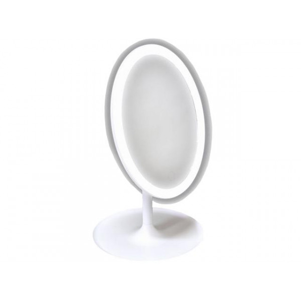 Oglinda de masa pe picior, ovală LED Tendance, albă Oglinda de masa pe picior, ovală LED Tendance, albă