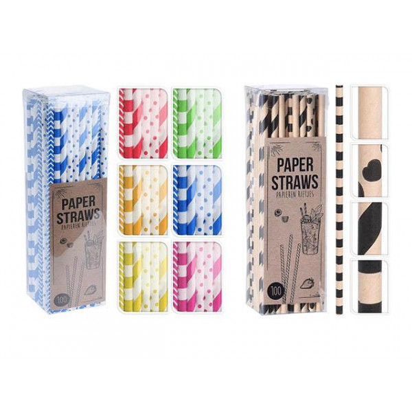 Set paie pentru cocktail 100buc D0.6cm, 19.5cm, 10culori, din h?rtie Set paie pentru cocktail 100buc D0.6cm, 19.5cm, 10culori, din h?rtie