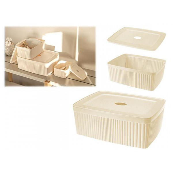Cutie de depozitare Econova Velvet 6.55l, 29.5X22.5X11cm, fildes, cu capac Cutie de depozitare Econova Velvet 6.55l, 29.5X22.5X11cm, fildes, cu capac
