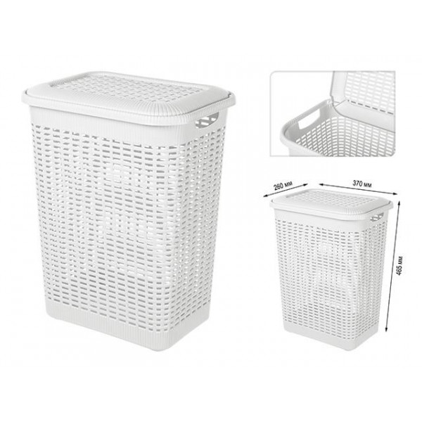 Корзина для белья с крышкой Econova 30l, 37X26X45cm белый