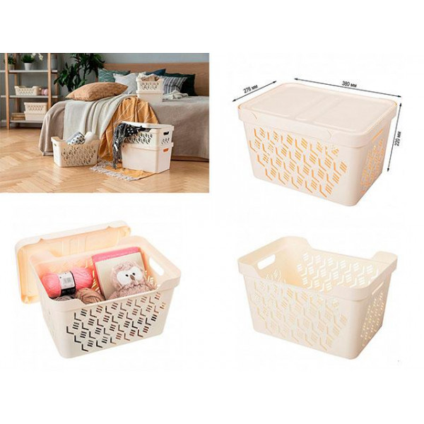 Cos cu capac Econova Deluxe 38X28X22сm, 18l, fildes Cos cu capac Econova Deluxe 38X28X22сm, 18l, fildes