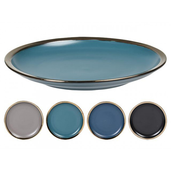 Farfurie de servire 27cm Metallic Rim Blu, ceramica Farfurie de servire 27cm Metallic Rim Blu, ceramica