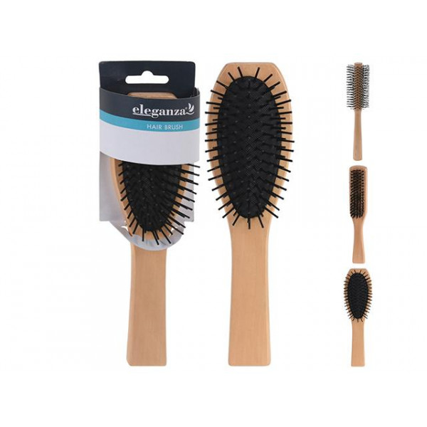 Perie pentru par din lemn Eleganza 21cm, 3 modele Perie pentru par din lemn Eleganza 21cm, 3 modele