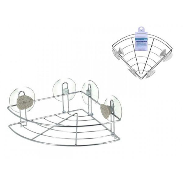 Raft de colt pe ventuze Tendance Piatra 19X19X10cm, inox Raft de colt pe ventuze Tendance Piatra 19X19X10cm, inox
