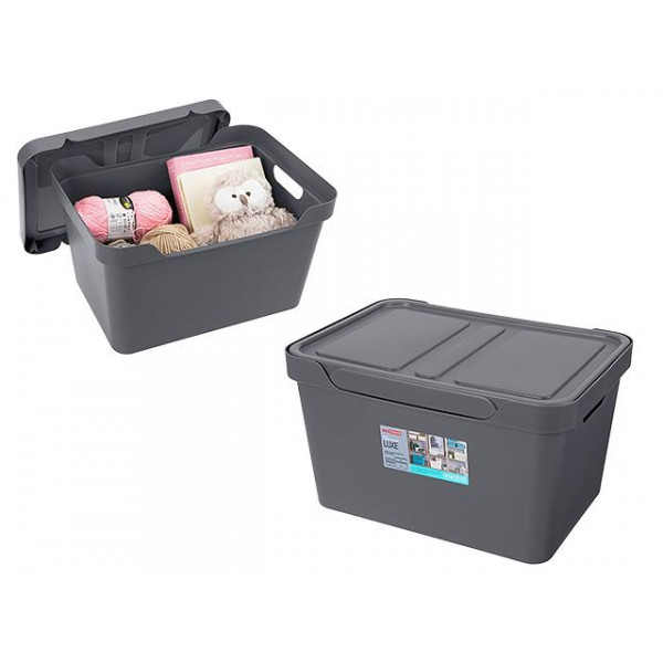 Контейнер с крышкой Econova Luxe 18l, 38X27.6X22cm, серый Контейнер с крышкой Econova Luxe 18l, 38X27.6X22cm, серый