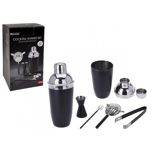 Set pentru bar EH 5buc: shaker, cleste, pahar gradat, sita, deschizator