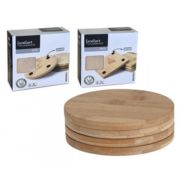 Set suport pentru cani EH 4buc, D11cm, din bambus Set suport pentru cani EH 4buc, D11cm, din bambus