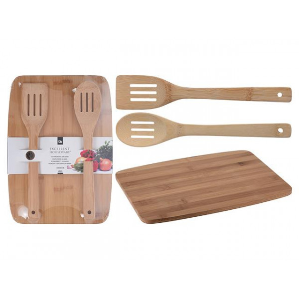 Set tocator din bambus EH 33X23cm, 2 spatule