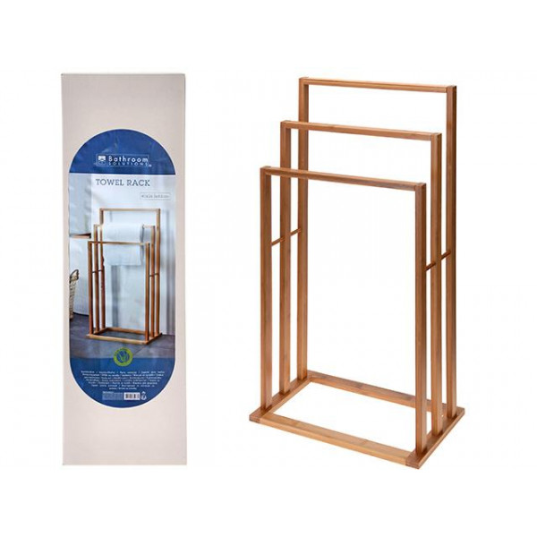Suport pentru prosoape cu 3 nivele Bathroom, 40X24.5X82cm, bambus