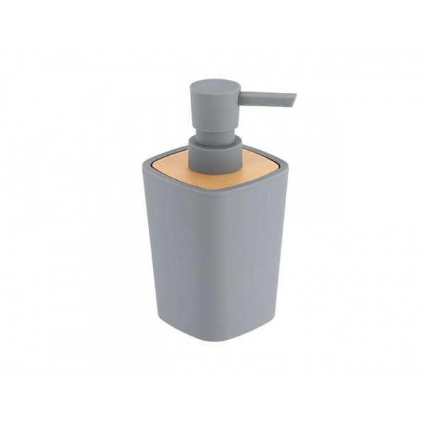 Диспенсер для мыла Tendance Rubber 380ml, крышка бамбук, сер Диспенсер для мыла Tendance Rubber 380ml, крышка бамбук, сер