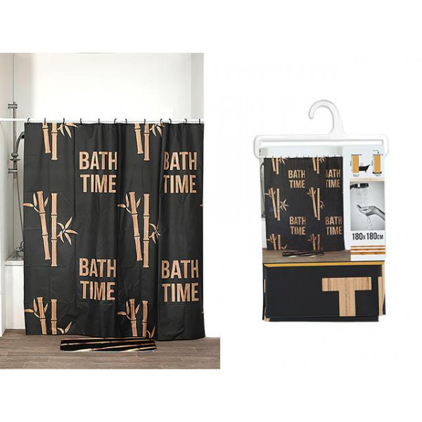Perdea pentru dus 180X180 cm Tendance, neagra ”Bath Time”, PEVA Perdea pentru dus 180X180 cm Tendance, neagra ”Bath Time”, PEVA