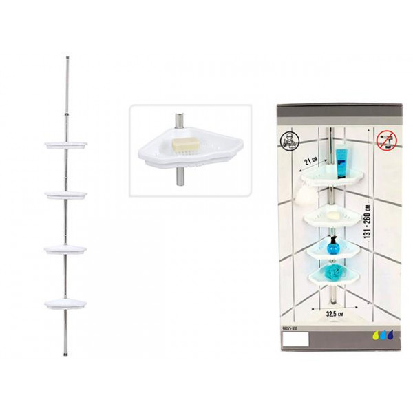 Suport de colt pentru accesorii de baie Tendance cu 4 rafturi, aluminiu Suport de colt pentru accesorii de baie Tendance cu 4 rafturi, aluminiu