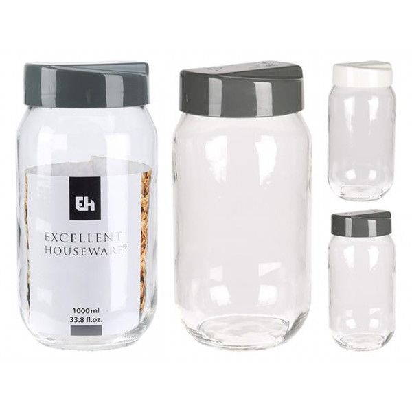 Borcan de sticla cu capac din plastic EH 1l, 18cm