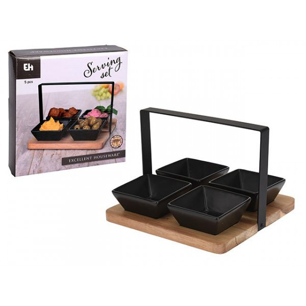 Set pentru aperitiv EH 5buc, suport din lemn 20X20cm