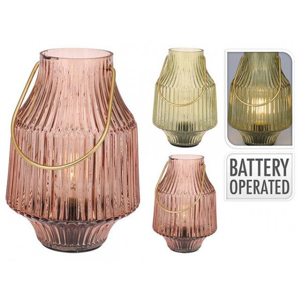 Фонарь LED стеклянный "Амфора" 20cm, на батарейках