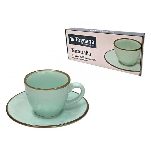 Set cani 6buc, Tognana Naturalia Acquaviv, pentru cafea cu farfurii