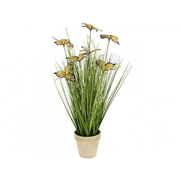 Floare artificiala "Iarba inflorita" 53cm, in ghiveci Floare artificiala "Iarba inflorita" 53cm, in ghiveci