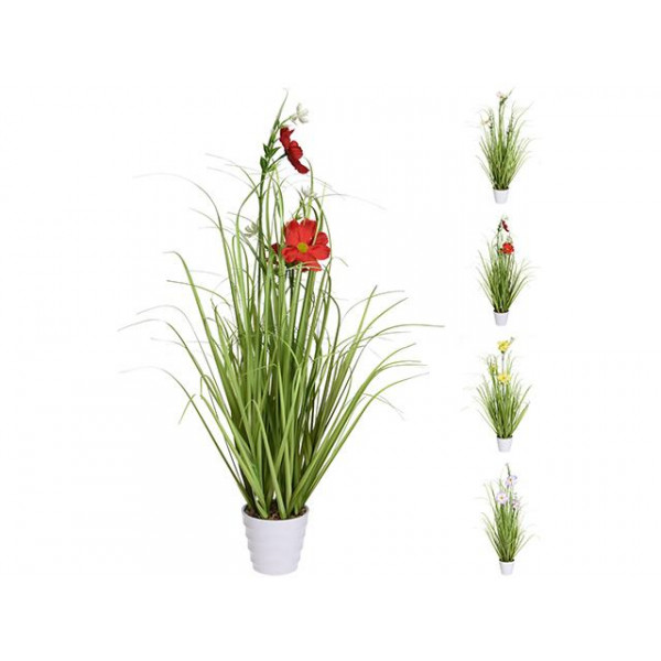 Floare artificiala "Iarba inflorita" 65cm, in ghiveci