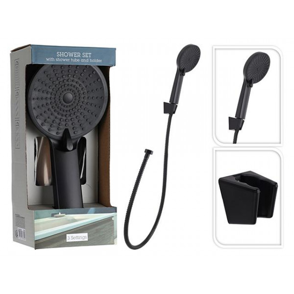 Set de dus Bathroom, negru: para, furtun, plastic 1.5m Set de dus Bathroom, negru: para, furtun, plastic 1.5m